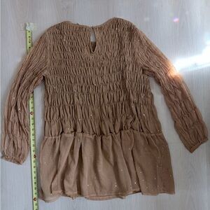 Storia Tan Smocked Star-Detail Blouse